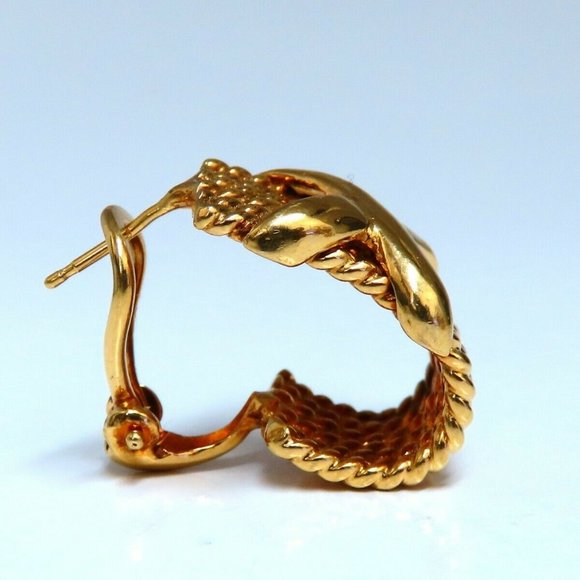 14kt Gold Braid Semi Hoop X Clip Earrings